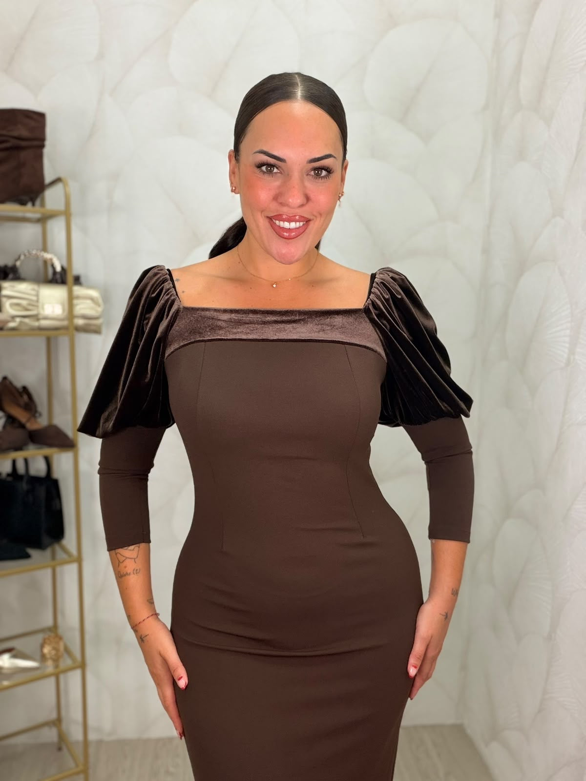 VESTIDO MANGAS TERCIOPELO