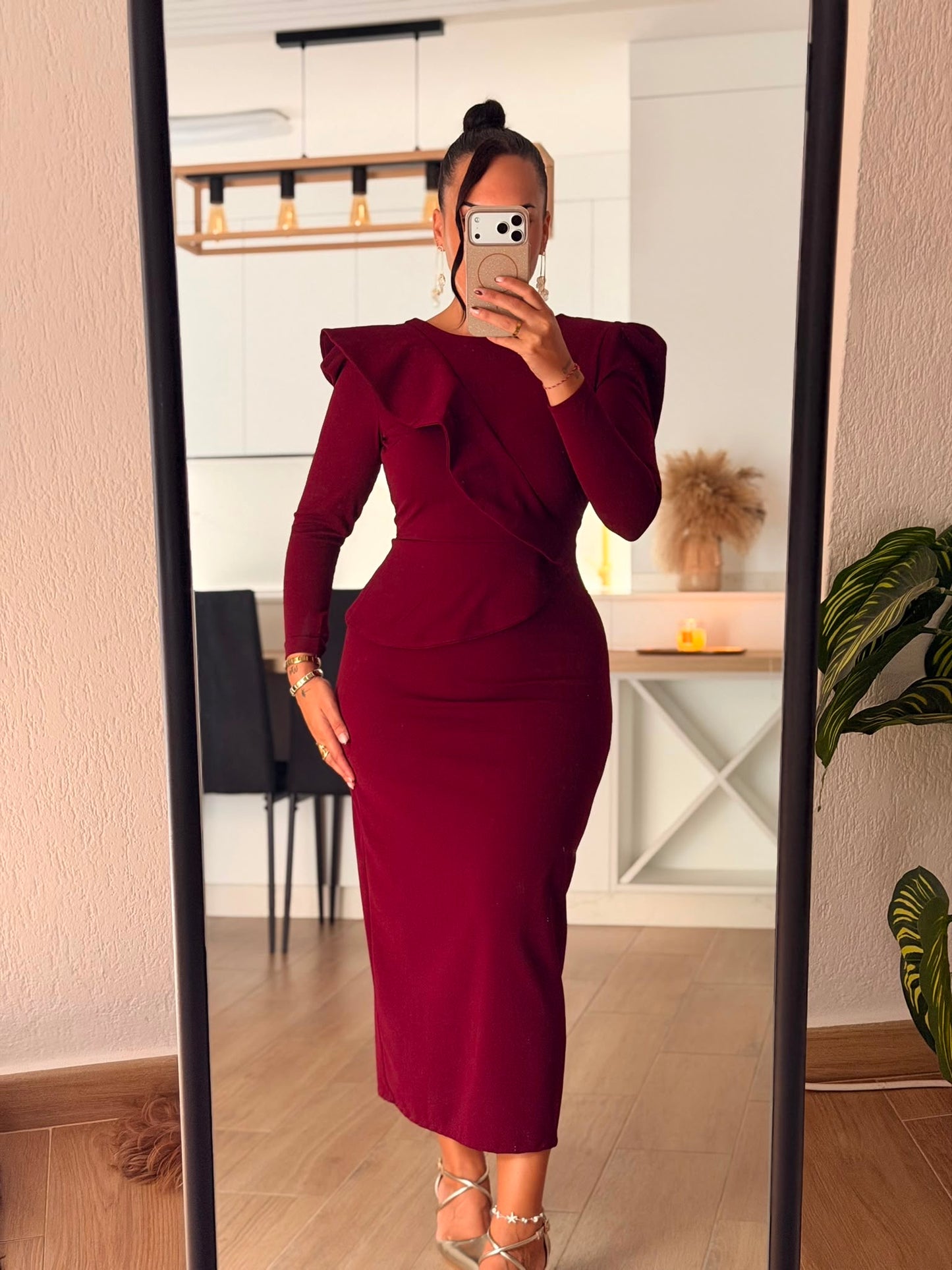 VESTIDO MIDI VOLANTE