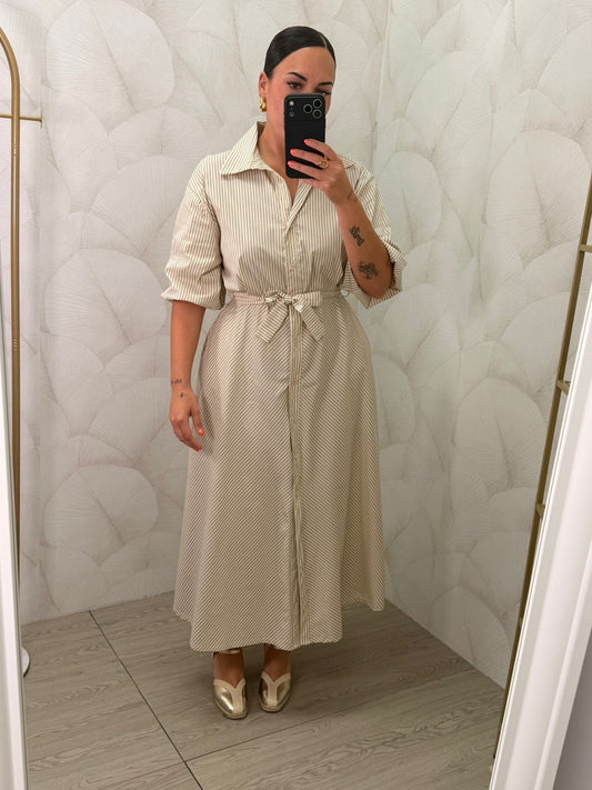 VESTIDO RAYAS BEIGE