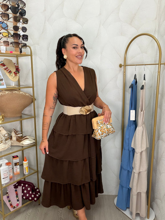 VESTIDO MIDI VOLANTES